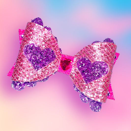 Lover Sparkling Hearts Dog Bow