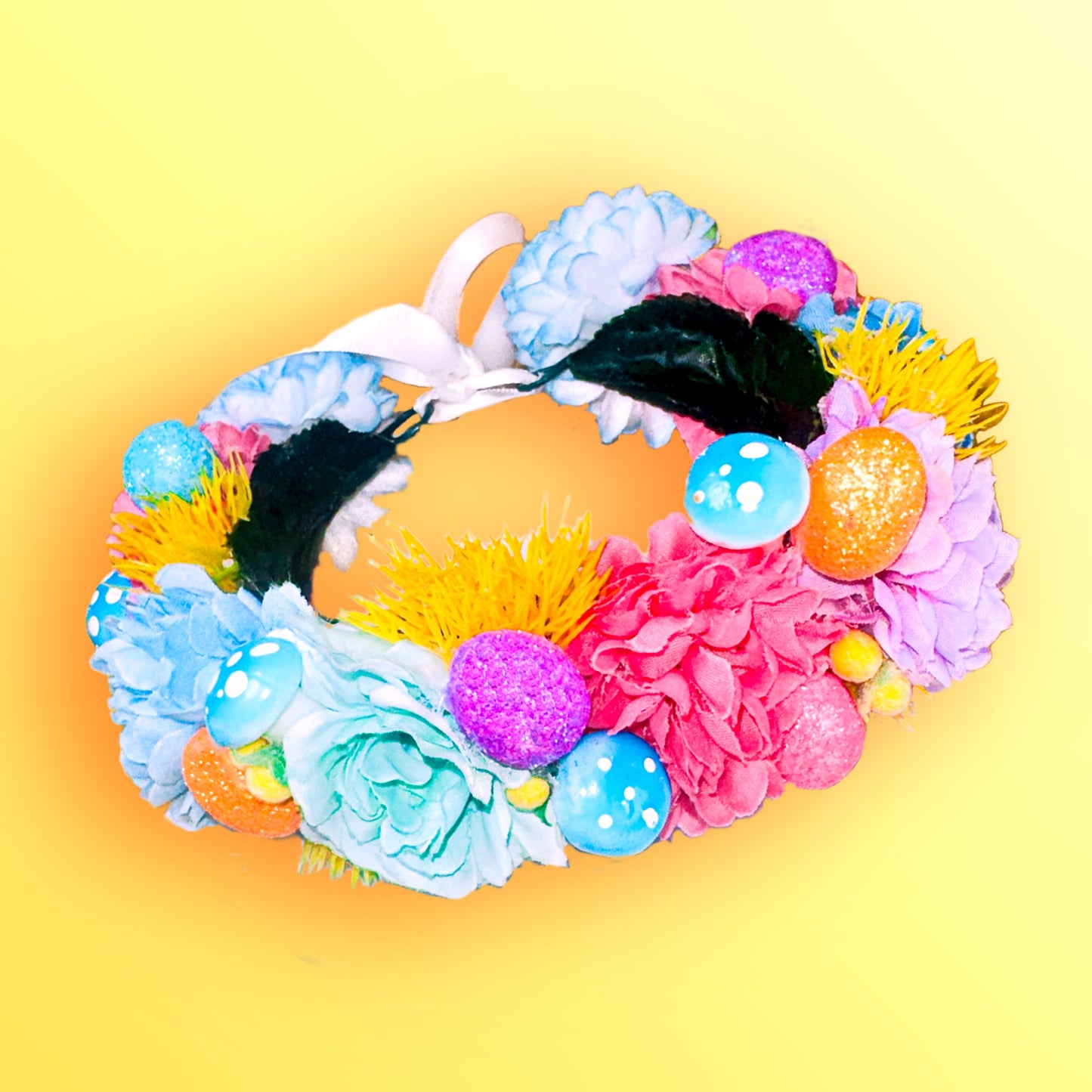 Rainbow Egg Hunt Easter Dog Flower Crown/Collar