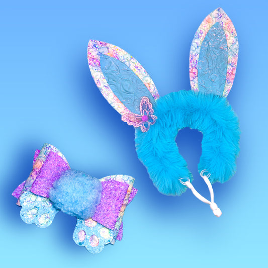 Bunny Blues Easter BUNDLE - Dog Headband and Bow