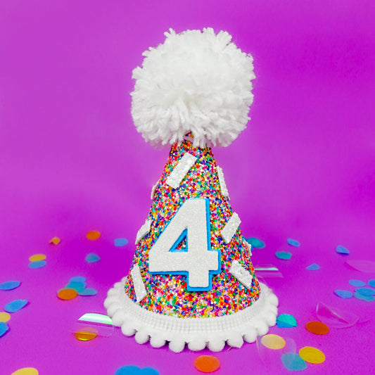 Rainbow Sprinkles Dog Party Hat